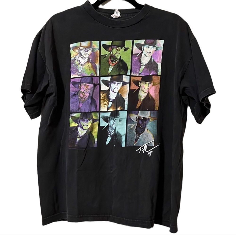 Cronies Tim McGraw large t-shirt short sleeve black multicolor photo block